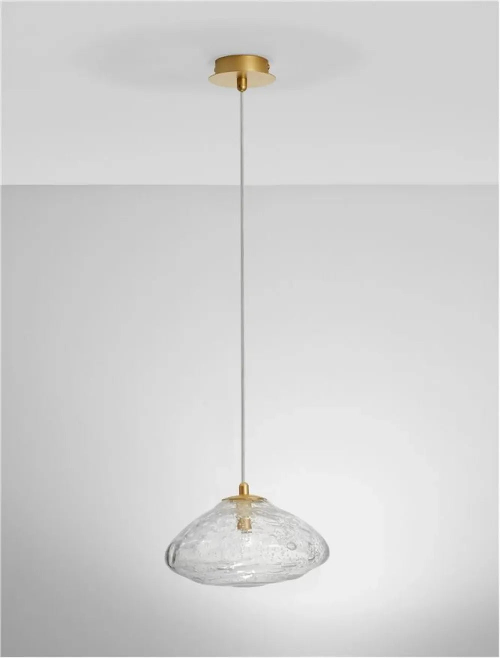 Pendul structura din Metal Auriu si abajur din Sticla Transparent H200xL26cm IP20 KING