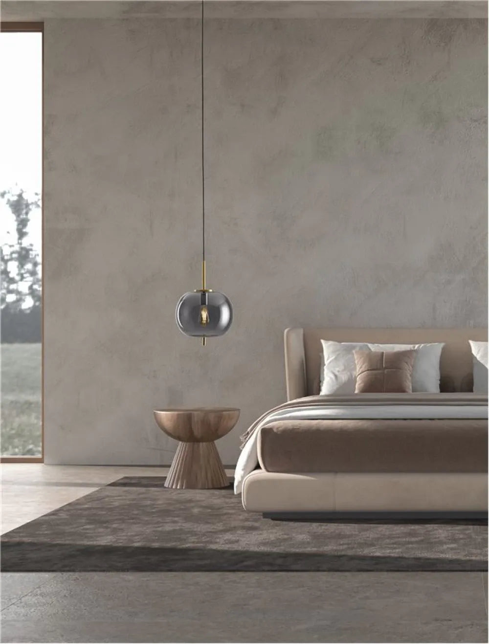 Pendul structura din Metal Auriu si abajur din Sticla Fumuriu H120xL30cm IP20 LATO
