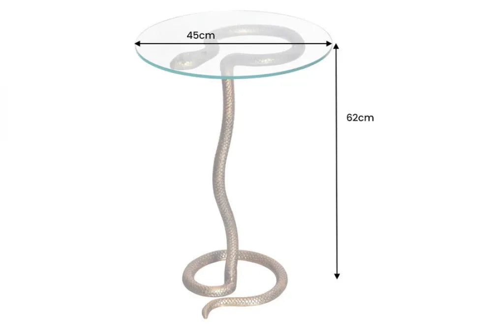 Masuta laterala din Sticla securizata Transparent si Metal Cupru L45xH62cm Wildlife snake