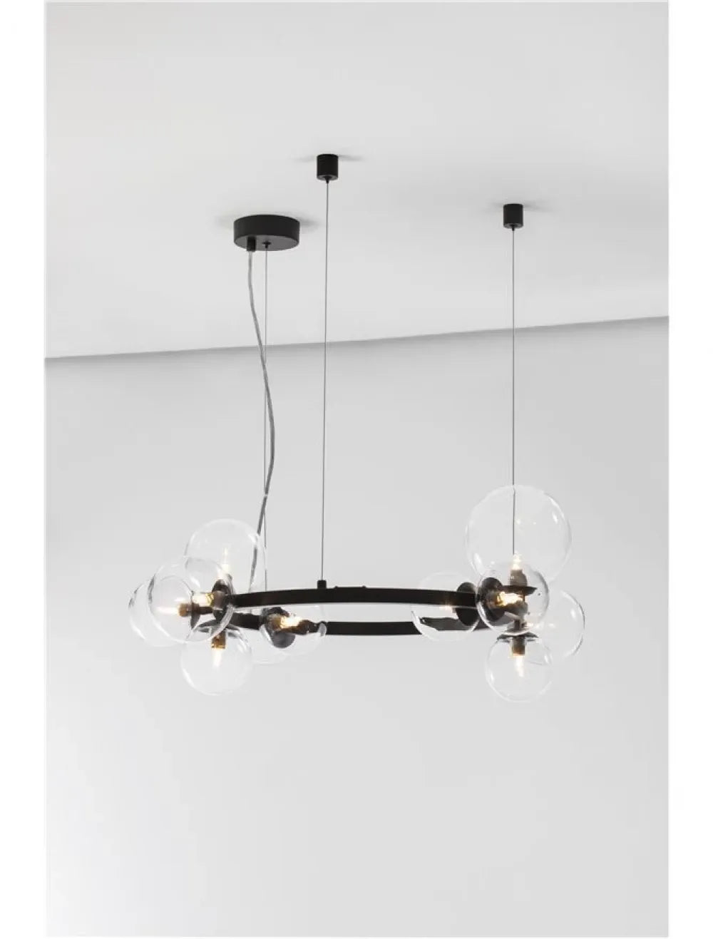 Lustra structura din Metal Negru si abajur din Sticla Transparent H120xL65cm IP20 ODILLIA