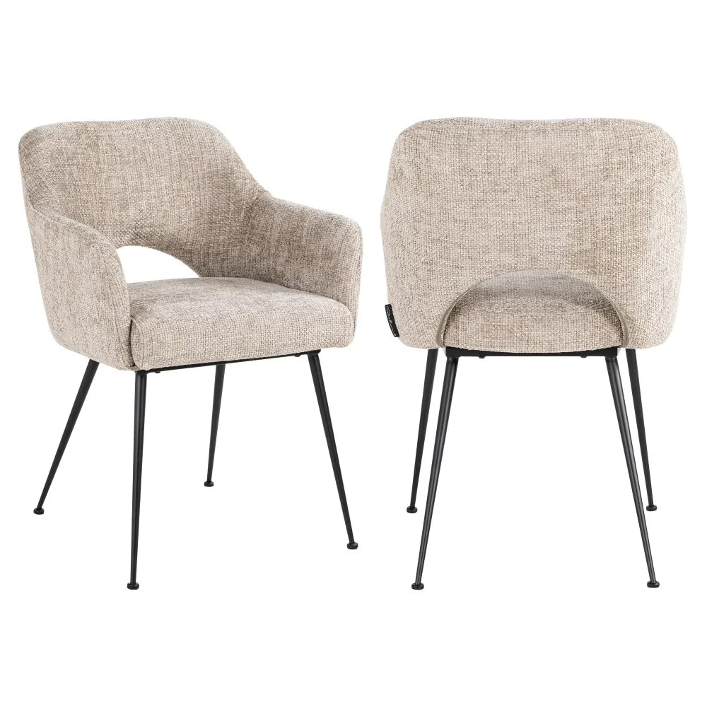 Scaun tapitat cu Stofa Bej cu picioare din Metal Negru H80xL56xA61cm Jenthe Richmond Interiors