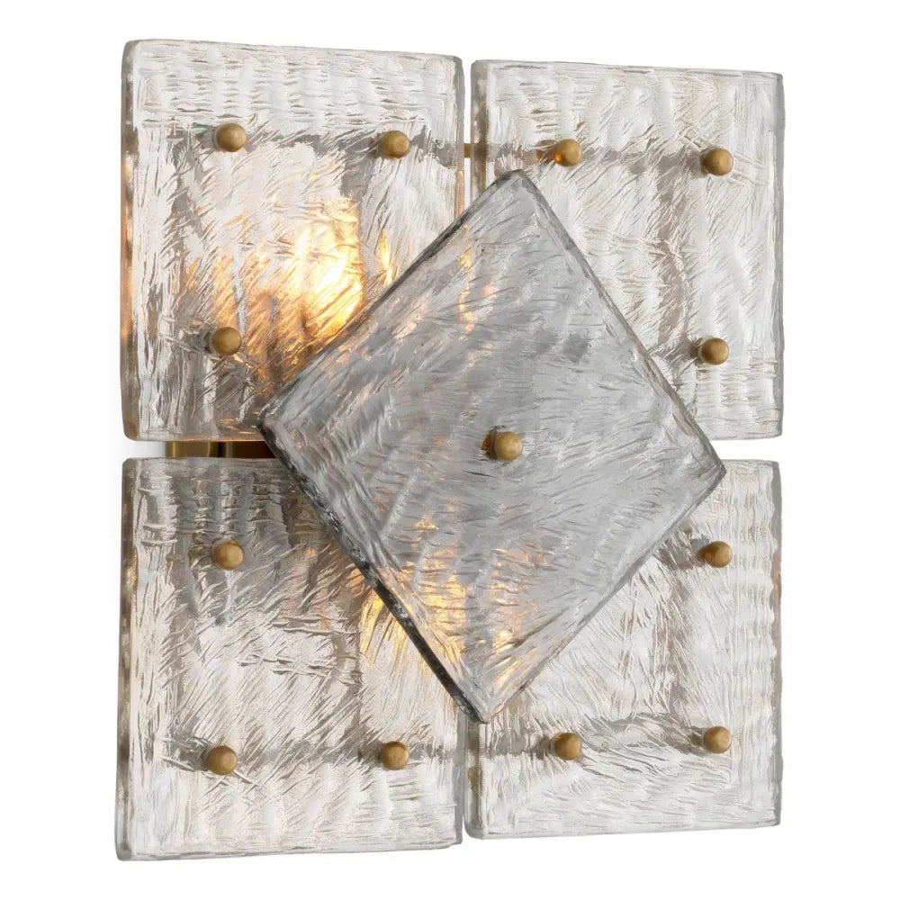 Aplica de perete din Metal Alama si Sticla Transparent H28.5xL28.5cm Hestia Eichholtz