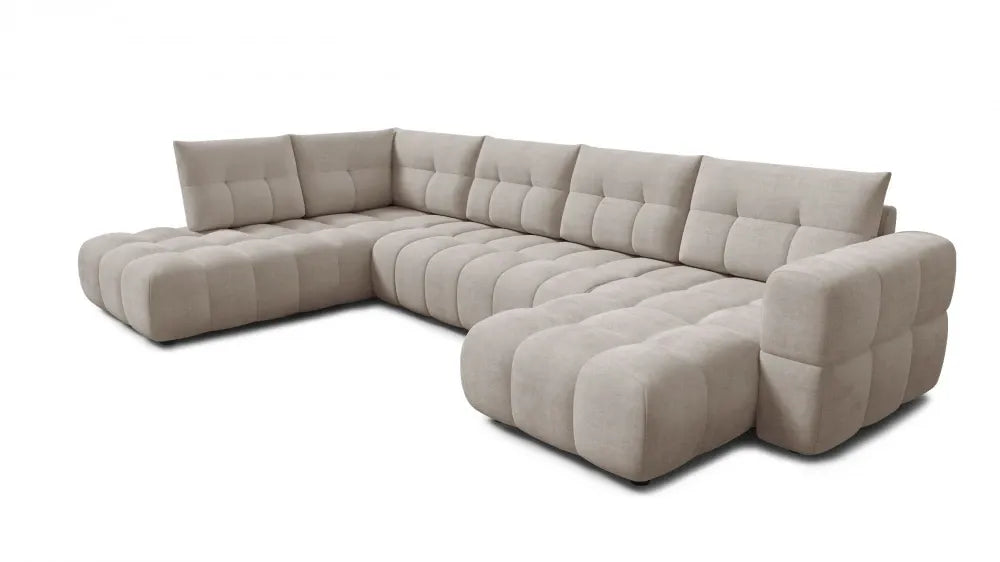 Coltar in forma de U tapitat cu material pet friendly Alias bej L374 x 219cm