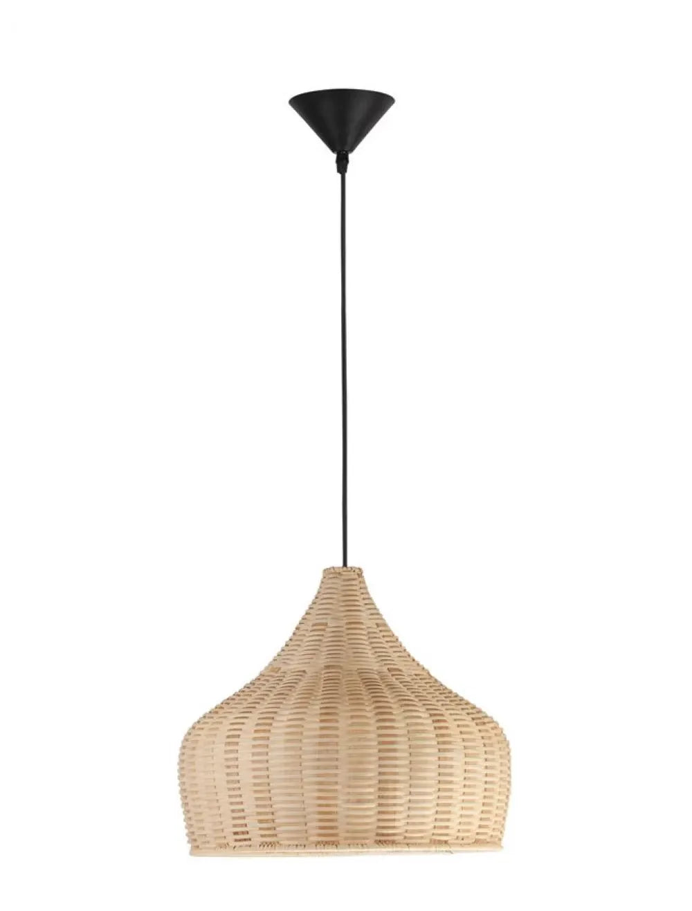 Pendul structura din Metal Negru si abajur din Ratan Bej H250xL38.5cm IP20 MIA