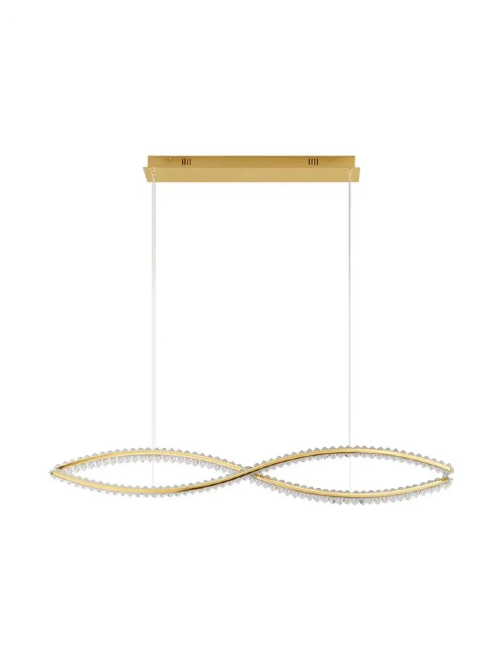 Lustra structura din Metal Auriu si abajur din Cristal Transparent H150xL120cm IP20 95W 12224lm 3500k AURELIA