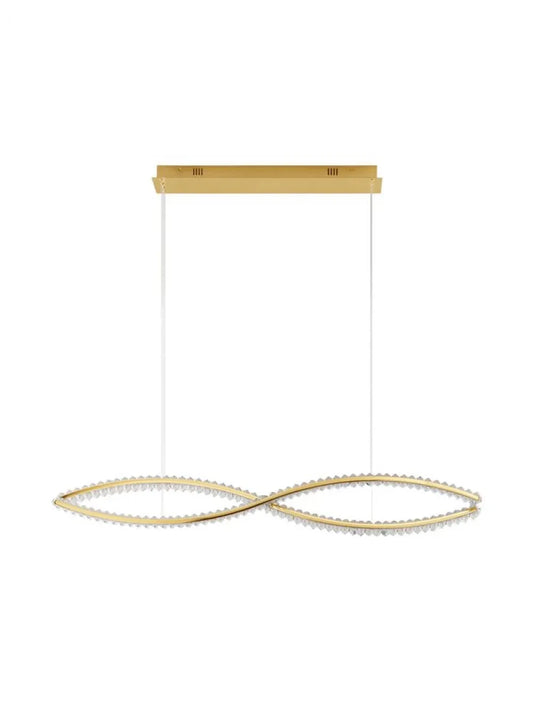 Lustra structura din Metal Auriu si abajur din Cristal Transparent H150xL120cm IP20 95W 12224lm 3500k AURELIA
