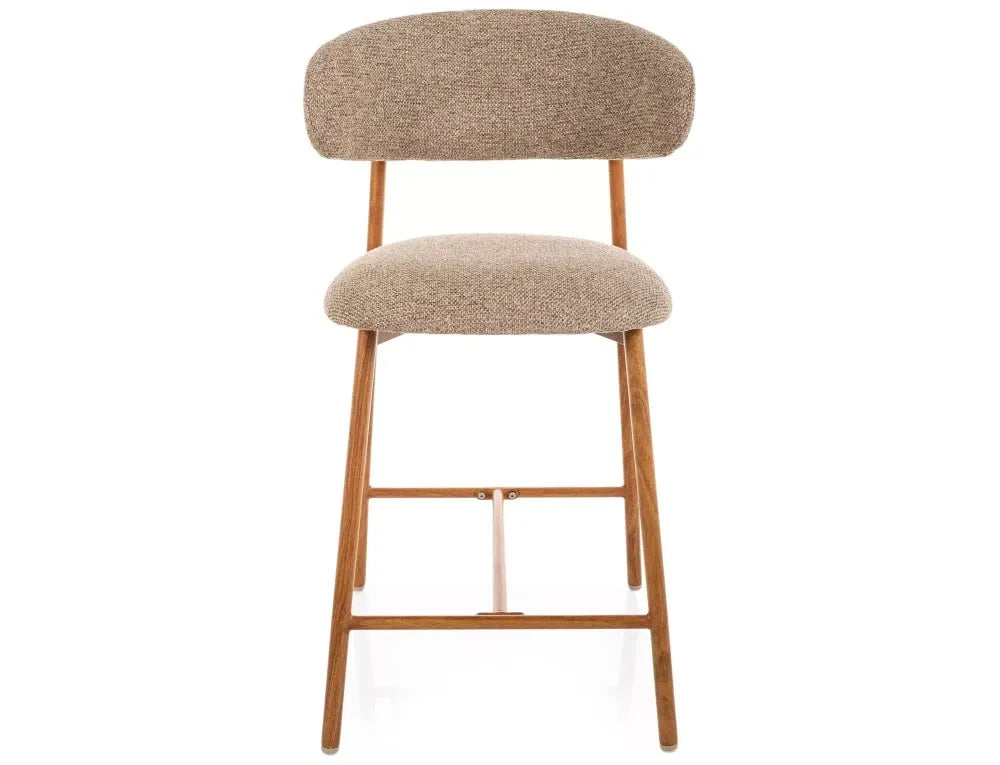 Scaun de insula din Stofa Bej si Metal Maro H91xL50xA52cm Elton
