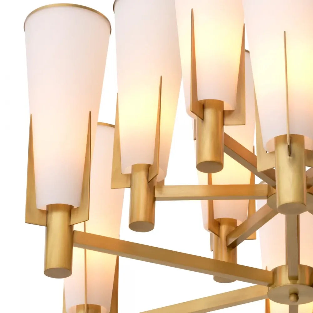 Candelabru din Metal Alama si Sticla Alb H56.5xD87cm Dino Double Eichholtz