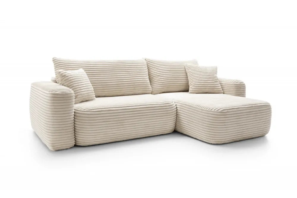 Coltar extensibil tapitat cu Corduroy Bej cu lada depozitare Billy