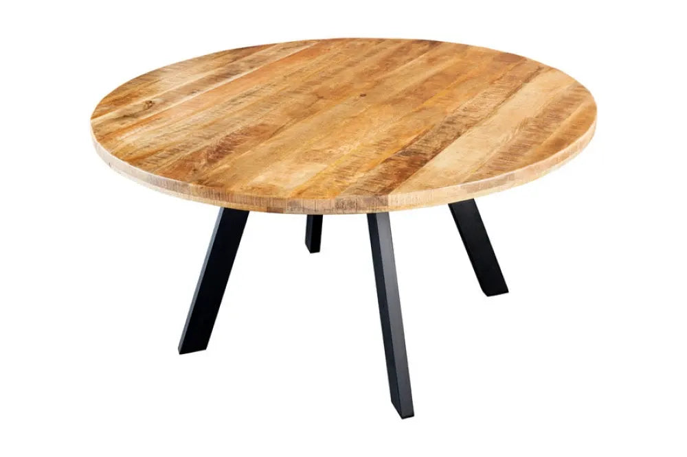 Masa din Lemn de mango Maro si Metal Negru D140xH76cm IRON CRAFT