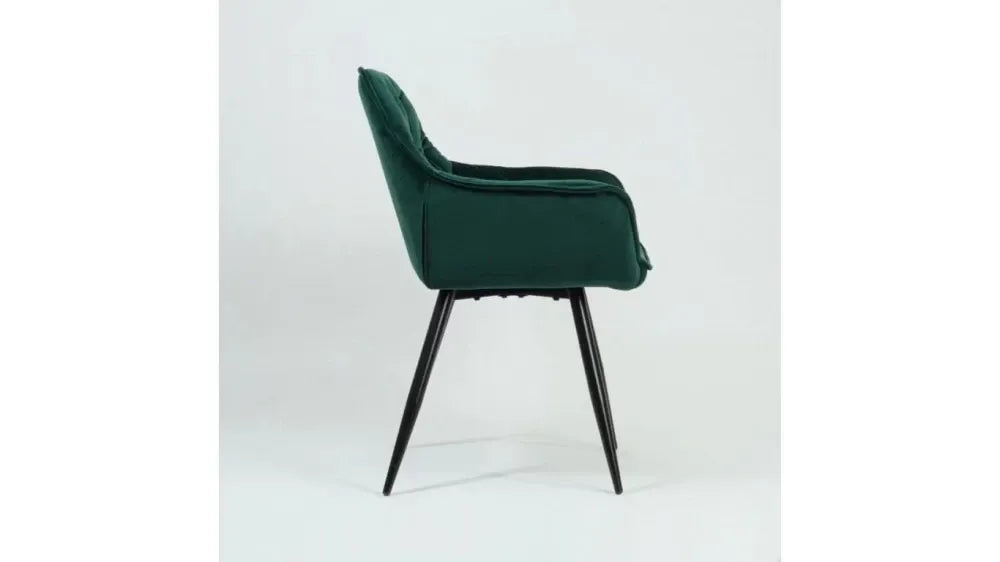 Scaun cu brate din Catifea si Metal Verde/Negru H87xL57xA43cm Cherry