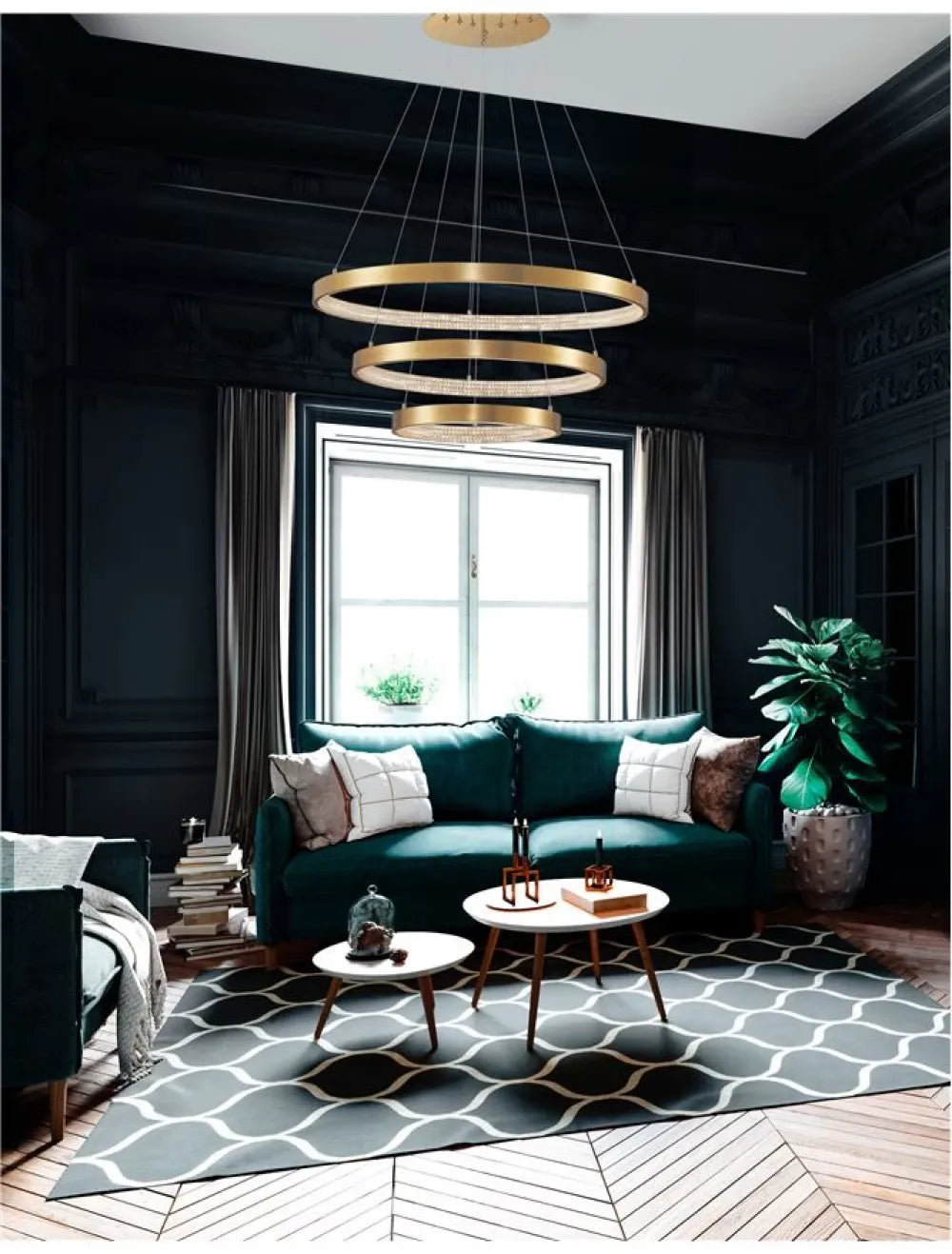 Candelabru structura din Aluminiu Auriu antichizat si abajur din Acrilic Transparent H150xL80cm IP20 112W 4731lm 3000k PRESTON
