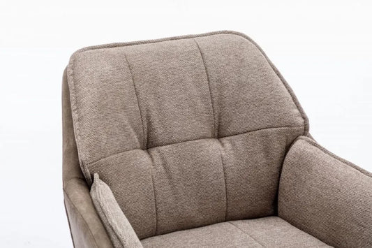 Scaun pivotant tapitat cu Microfibra Bej taupe cu picioare din Metal Negru H85xL63xA62cm Lounger