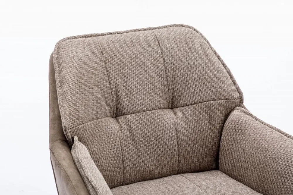 Scaun pivotant tapitat cu Microfibra Bej taupe cu picioare din Metal Negru H85xL63xA62cm Lounger