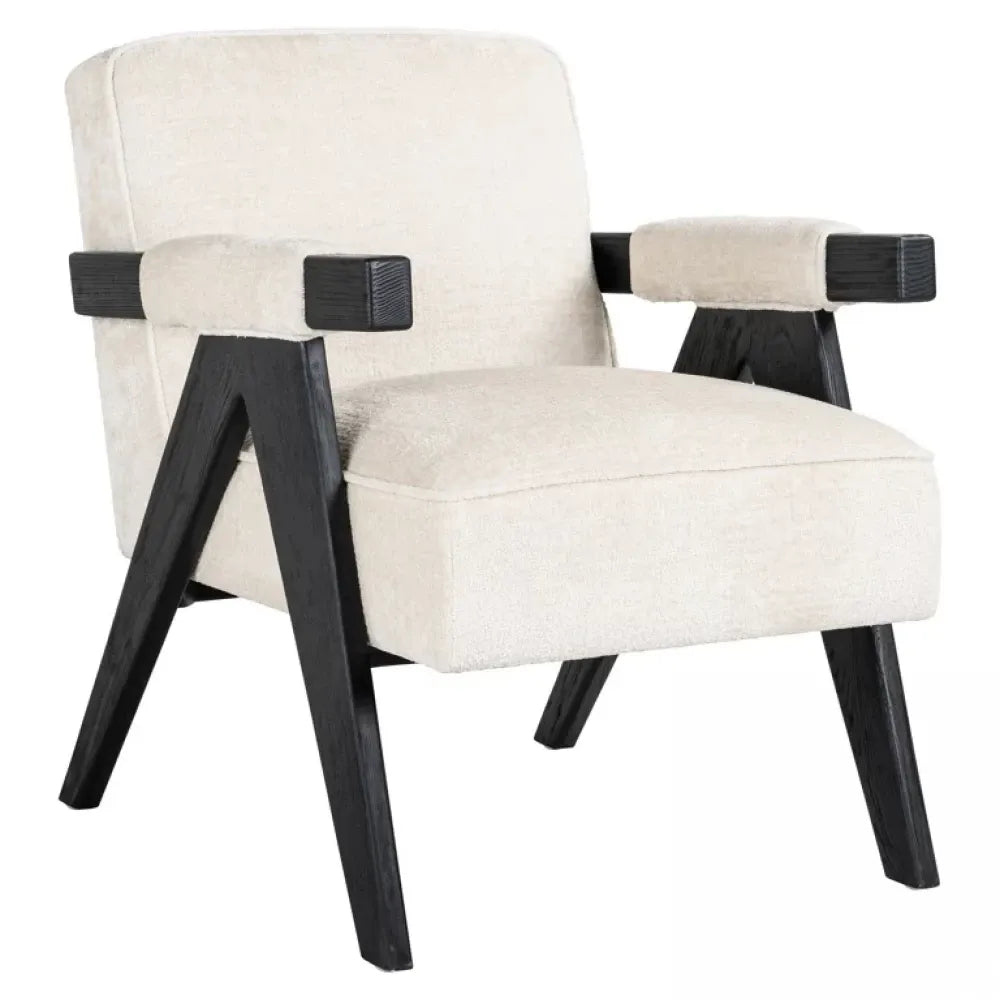 Fotoliu tapitat cu Chenille Alb H84xA84.5xL67cm Cooper Richmond interiors