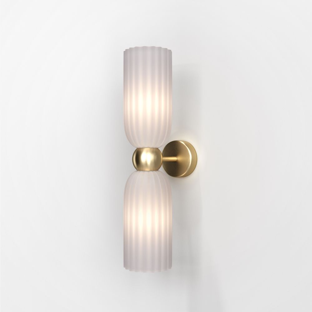Aplica de perete Metal si Sticla Auriu/Alb D10xH44cm Antic