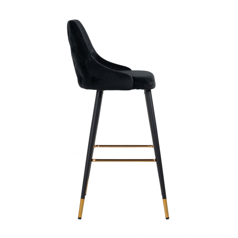 Scaun de bar tapitat cu Catifea Negru si picioare negre/aurii inaltime sezut 77cm Imani Richmond Interiors