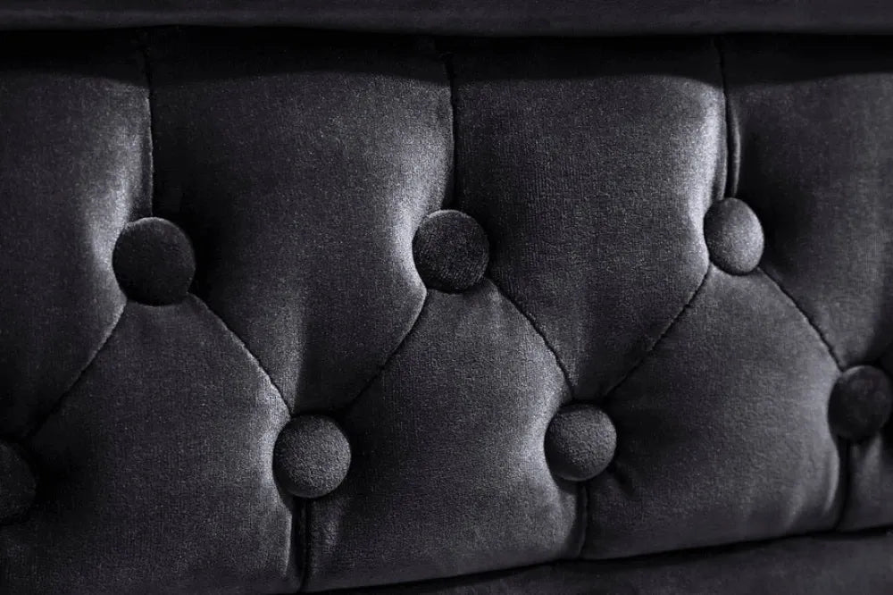 Canapea tapitata cu Catifea Negru L205cm CHESTERFIELD