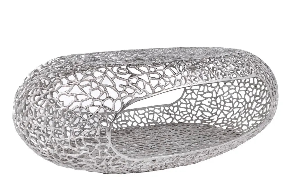 Masuta de cafea din Metal Argintiu L119xH40cm Organic leaf