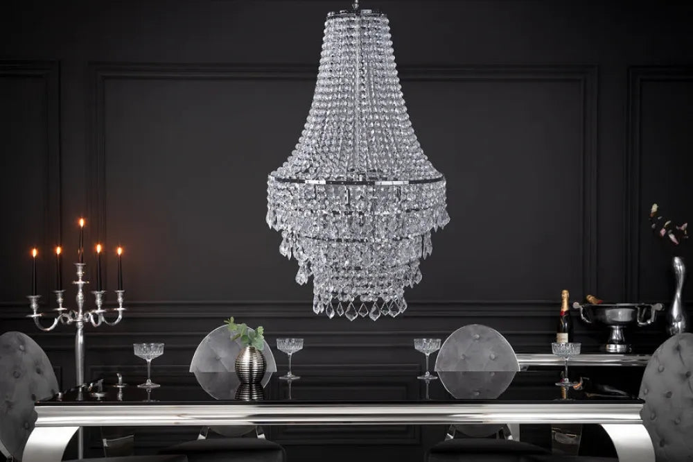 Candelabru din Metal Argintiu si material sintetic Transparent D60xH105cm ROYAL XL