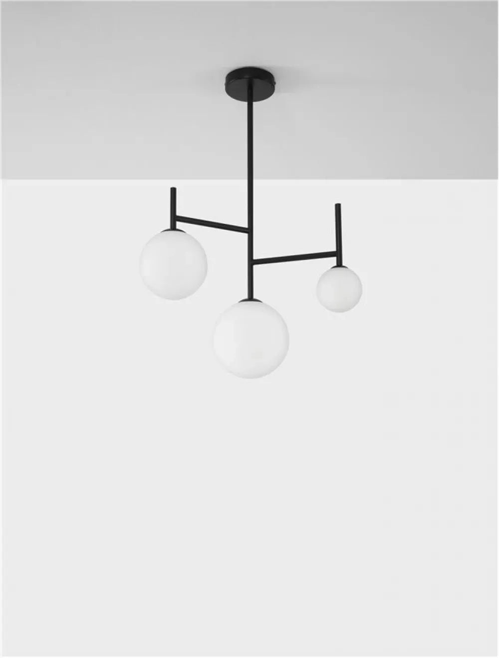 Lustra structura din Aluminiu Negru si abajur din Sticla Alb H71xL49cm IP20 BLAKY