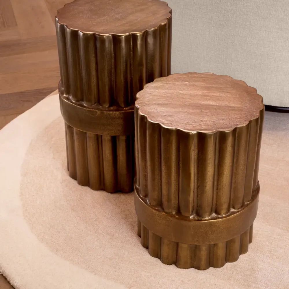 Masuta laterala Rotunda din Aluminiu Alama antichizata D33xH52.5cm Padua L Eichholtz