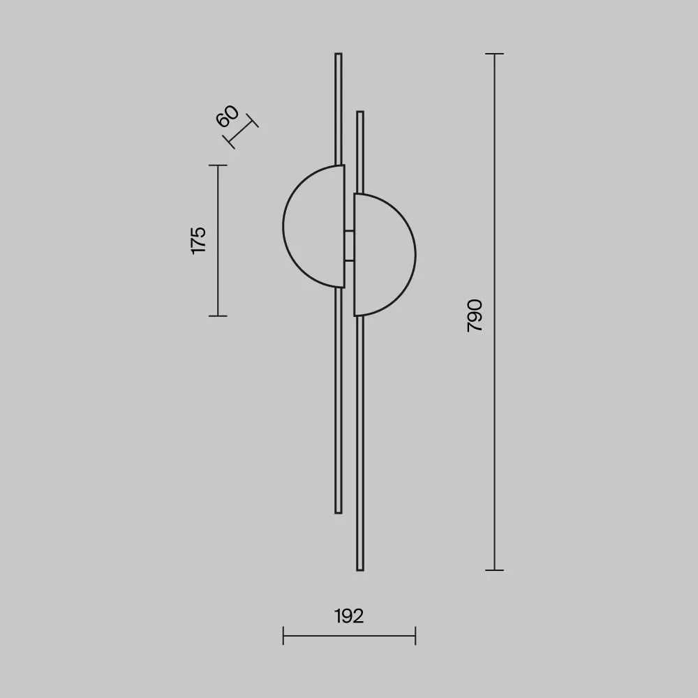 Aplica perete din Aluminiu Negru H79xL6cm Skyline