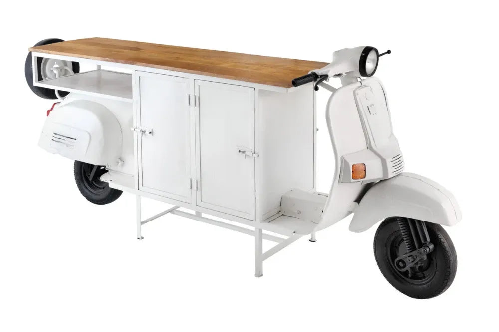 Dulap bar din Lemn de mango Maro si Metal Alb L250xH105cm SCOOTER