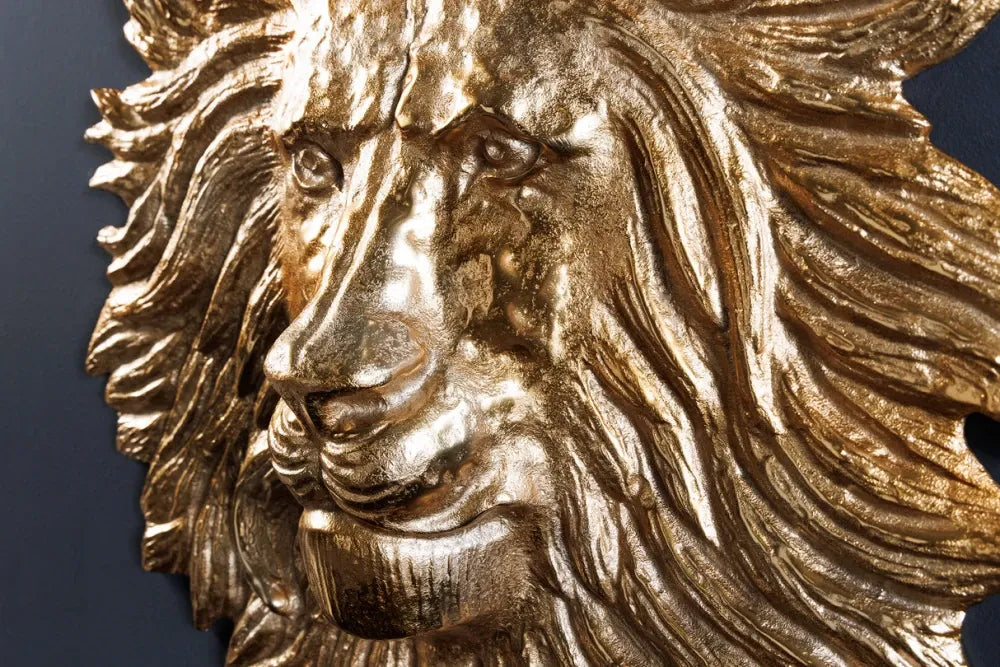 Decoratiune de perete din Metal Auriu H58xL55cm Wildlife Lion