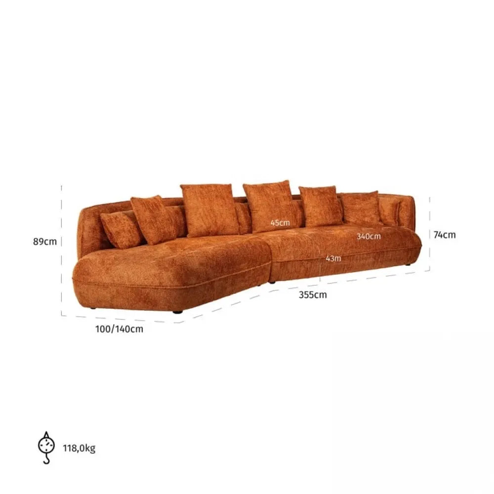 Canapea fixa tapitata cu Stofa Be lovely portocaliu L355cm Rodina Richmond Interiors