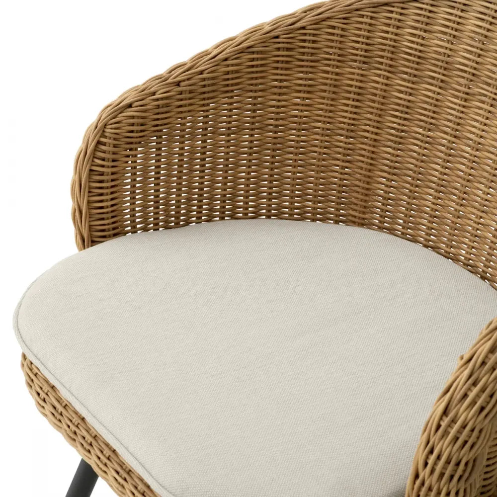 Scaun de exterior din Metal Negru si Stofa/Ratan sintetic Bej/Maro H72xL61xA62.5cm Nolan Eichholtz