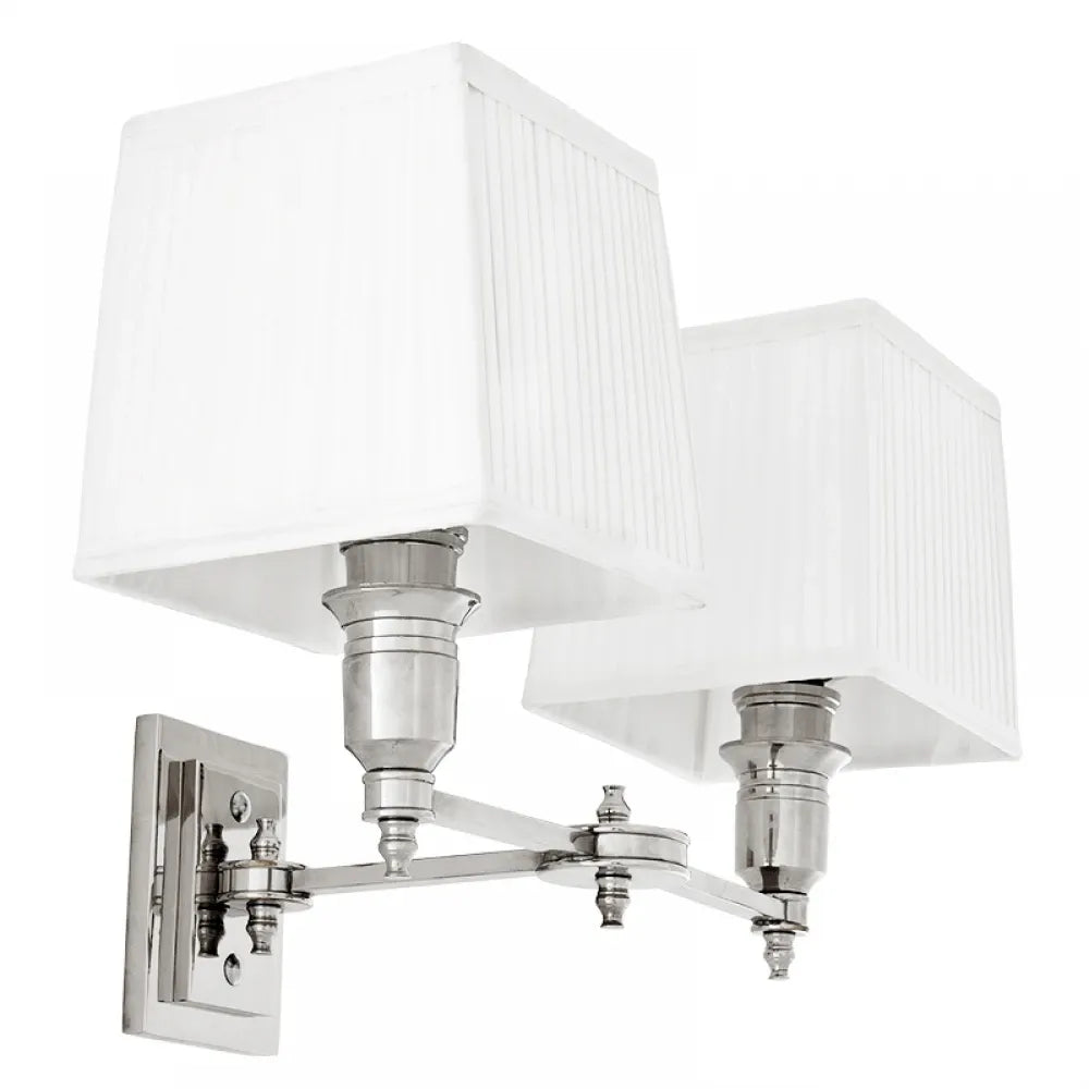 Aplica de perete din Metal Argintiu si Stofa Alb H27xL43cm Lexington Double Eichholtz
