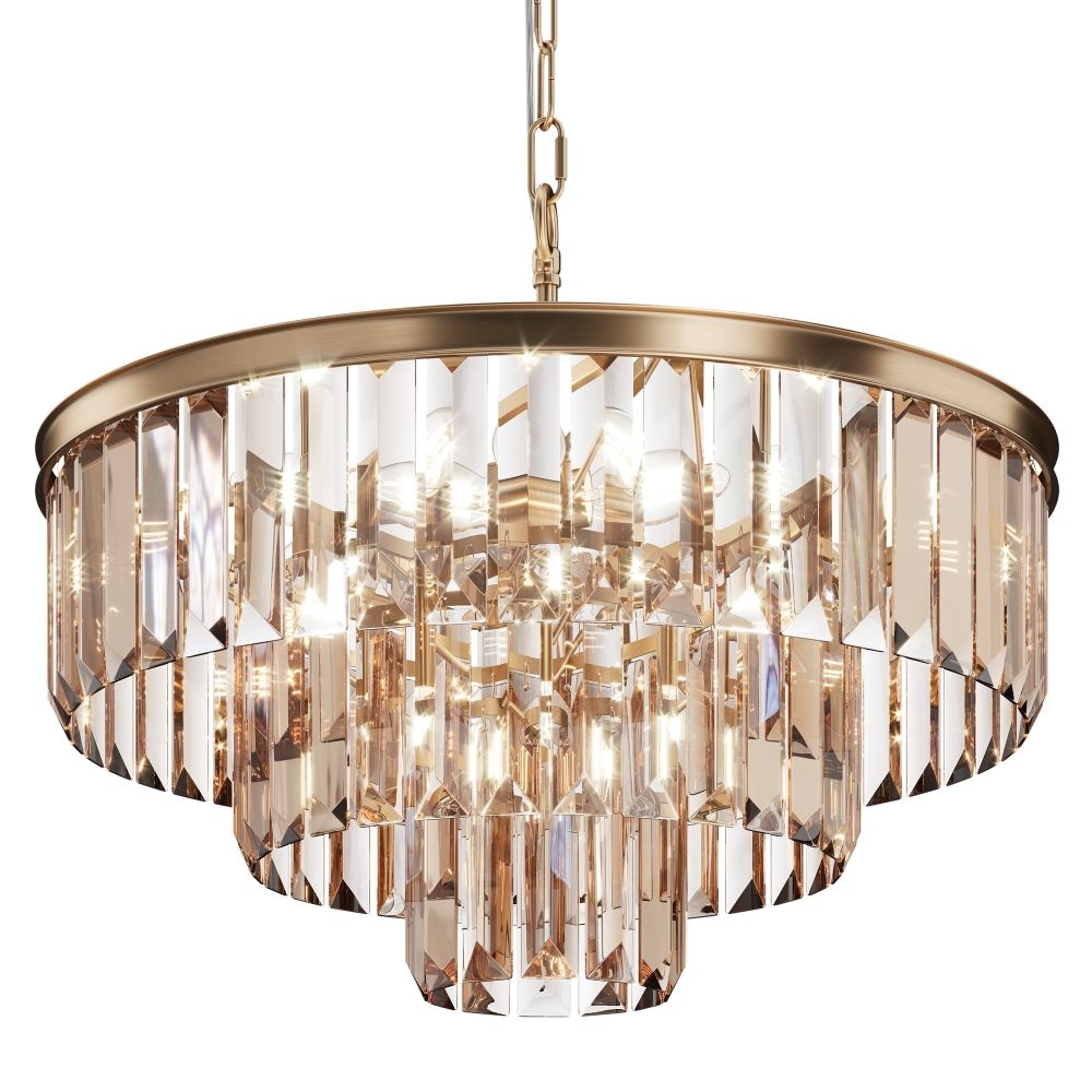 Lustra din Metal si Sticla Auriu cu 7 becuri E14 40W D50xH115cm Revero