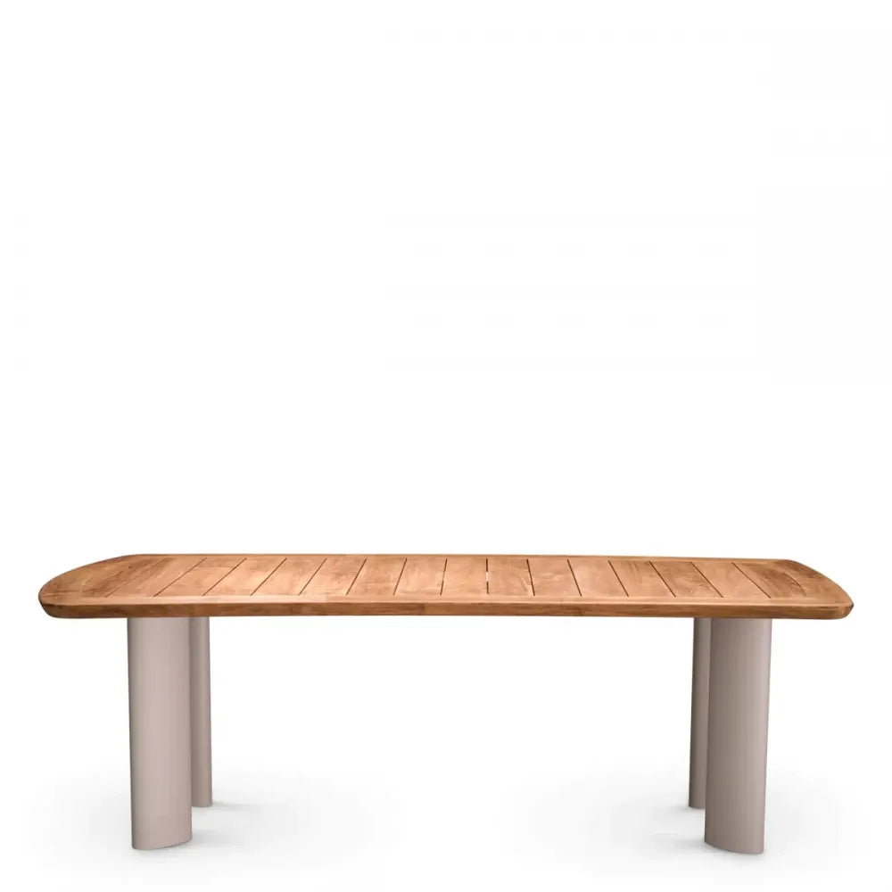 Masa de exterior din Metal Bej si Lemn de tec Maro H76xL230cm Osario Eichholtz