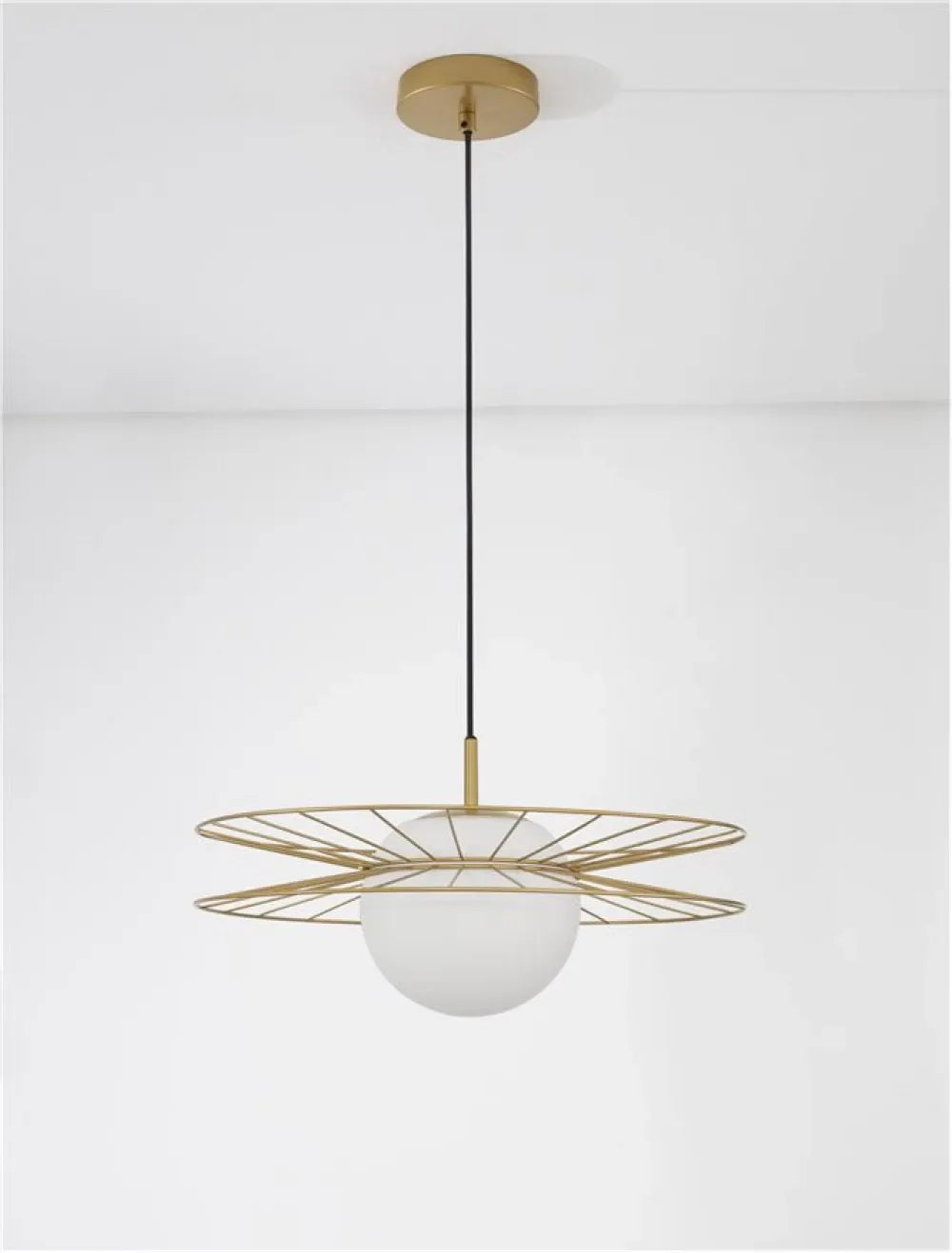 Pendul structura din Metal Auriu si abajur din Sticla Alb H150xL45cm IP20 ELLERY