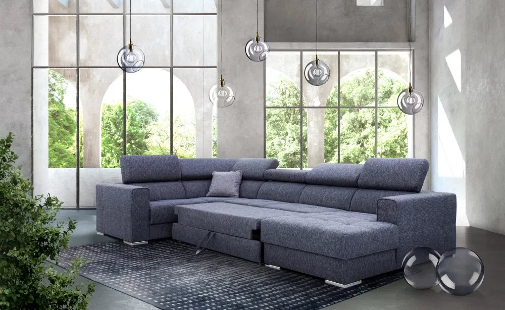 Coltar personalizabil in forma de U cu recliner L372cm Quartz