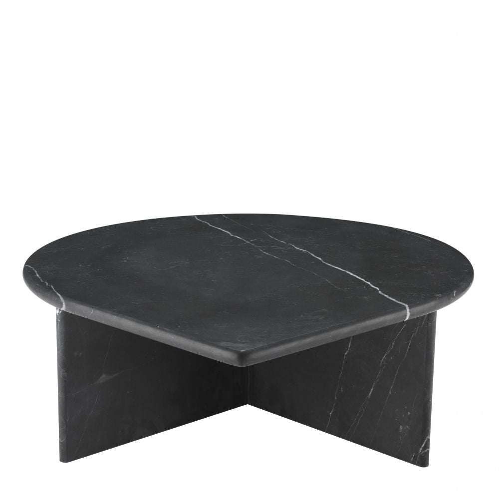 Set 3 masute de cafea Asimetrice din Marmura Negru L83xH41/35/30cm Naples