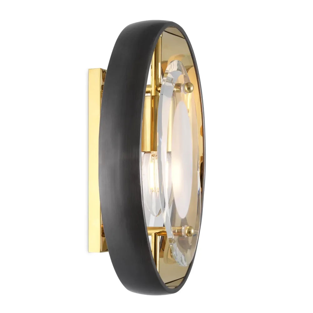Aplica de perete din Metal Negru si Sticla Transparent H29.5xL22.5cm Vincente Eichholtz