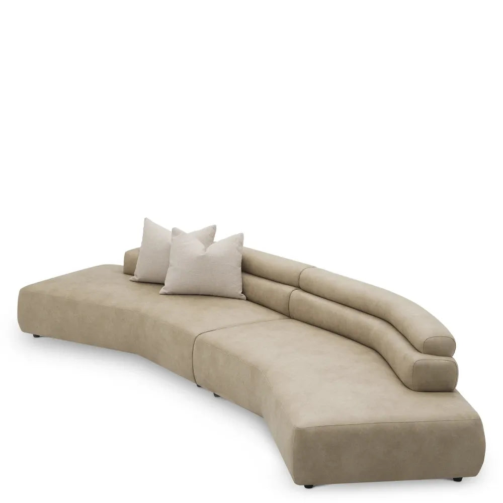 Canapea tapitat cu Piele artificiala Bej L140xAxH66cm Marvella Eichholtz