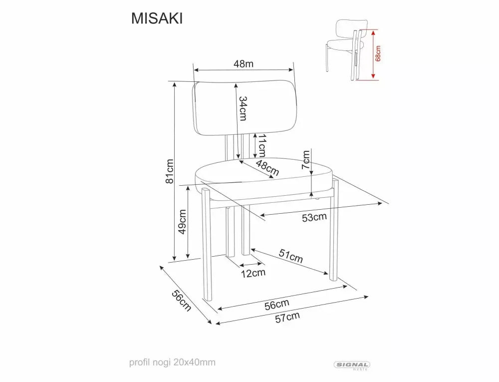 Set 2 Scaune din Stofa Bej deschis si Metal Bej H81xL57xA56cm Misaki
