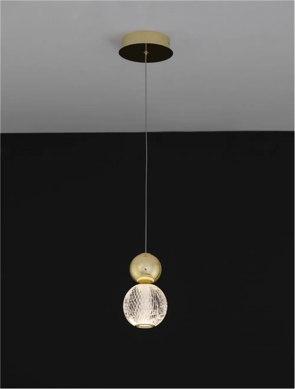 Pendul structura din Aluminiu Auriu si abajur din Acrilic Transparent H120xL11cm IP20 7W 344lm 3200k BRILLE