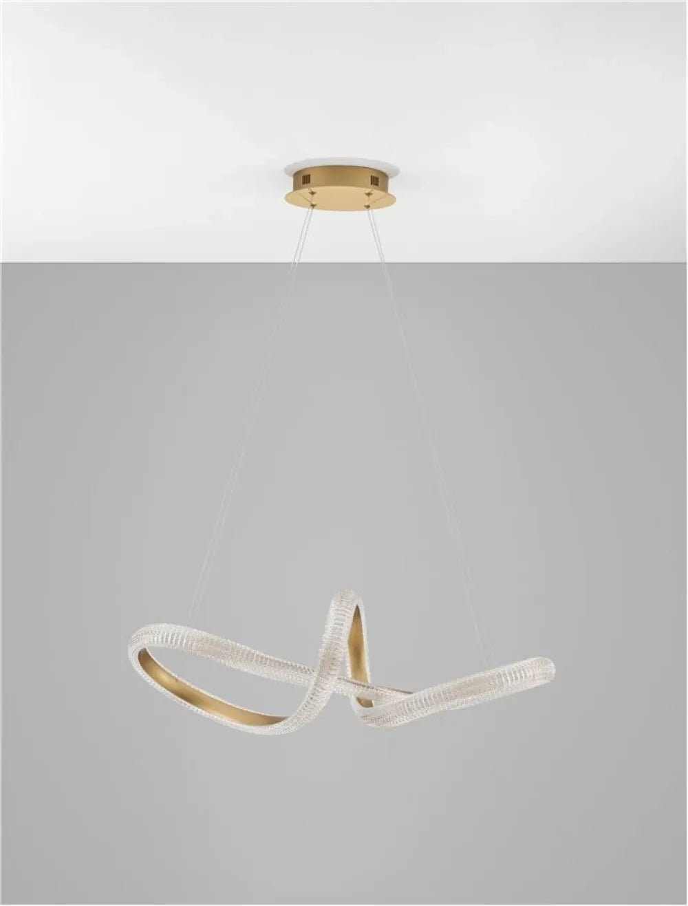 Lustra structura din Aluminiu Auriu si abajur din Acrilic Transparent H120xL75.5cm IP20 42W 3400lm 3000k MEDORA