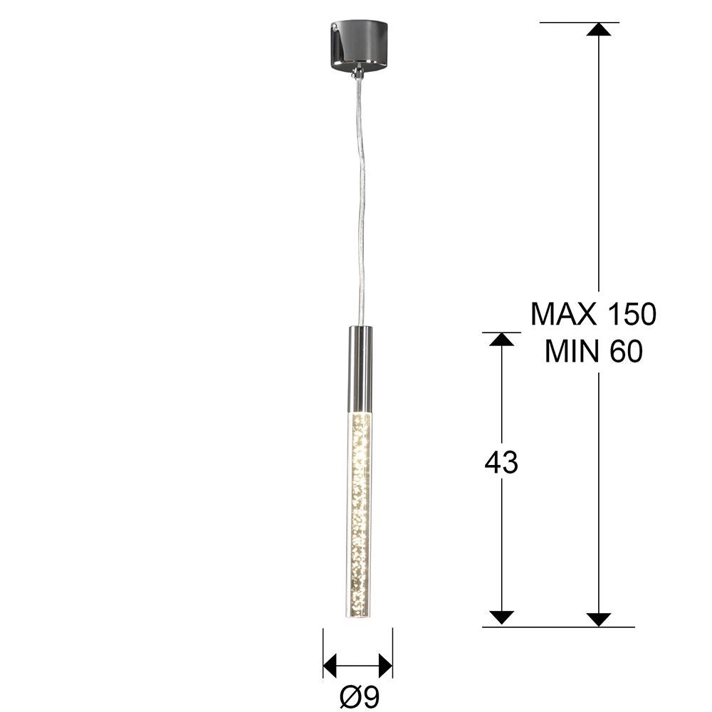 Pendul cu inaltime reglabila din Sticla Transparent cu LED  D9xH150cm Cosmo