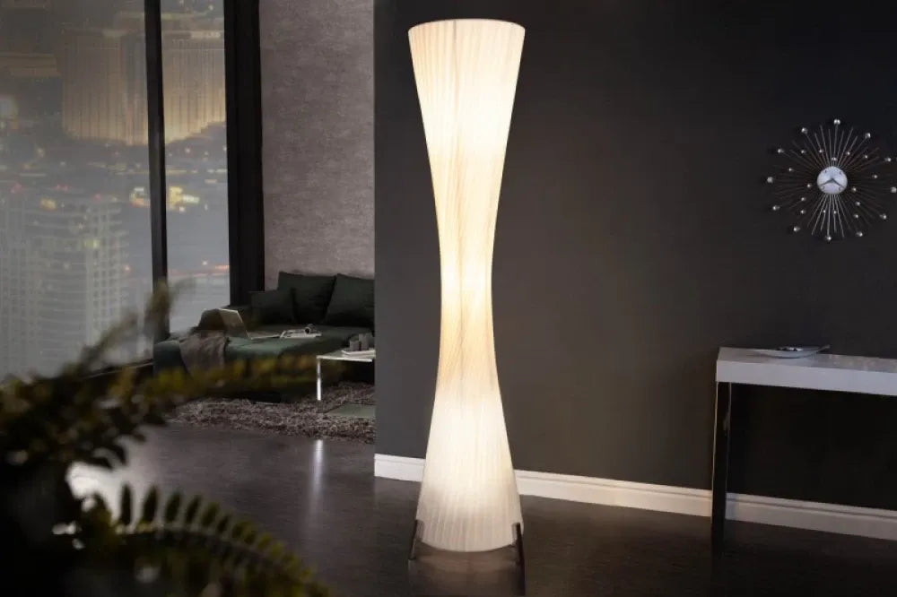 Lampa de podea din Metal Argintiu si Textil Alb H160xD37cm Paris