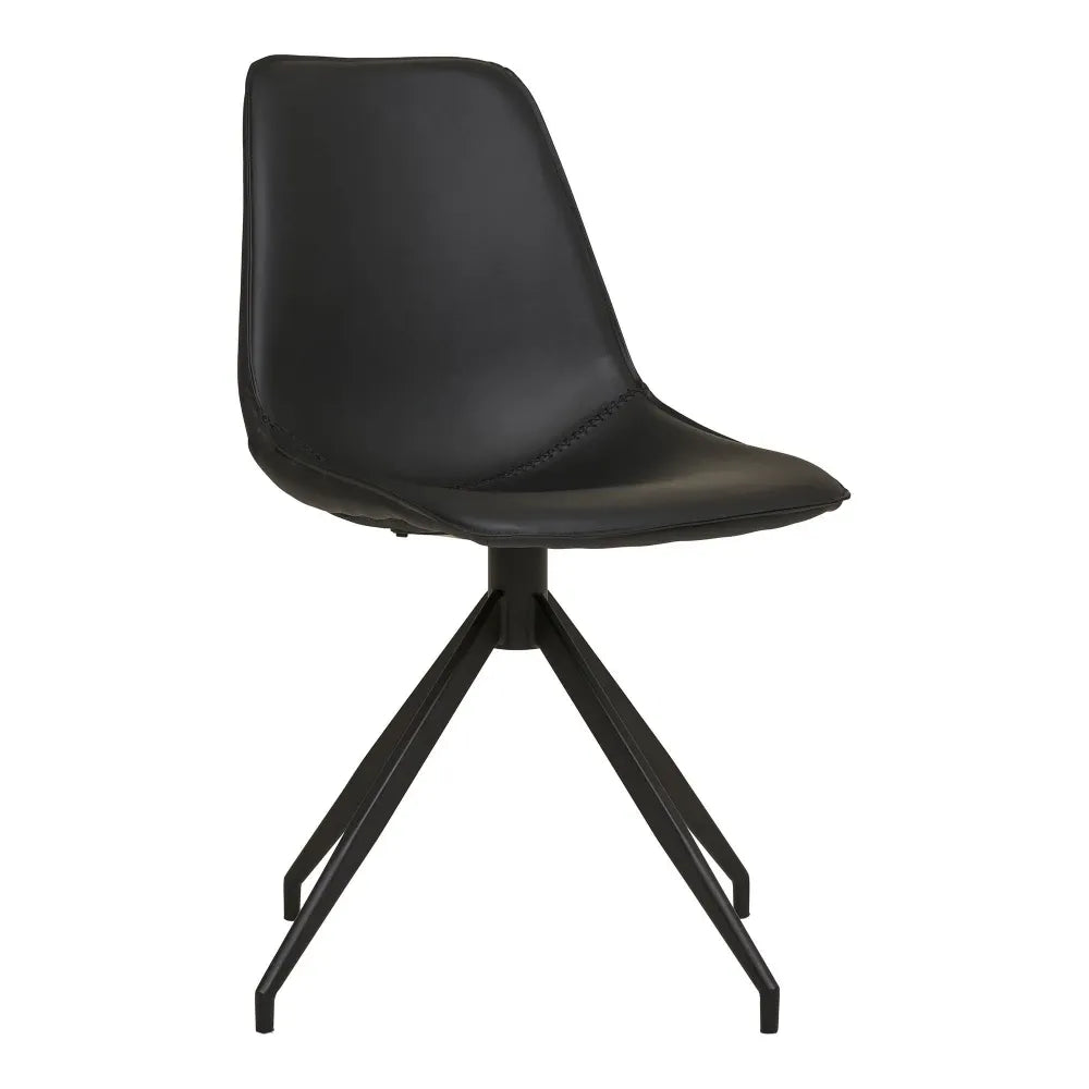 Set 2 scaune din Metal Negru si Piele sintetica Negru H86xL48xA56cm Monaco