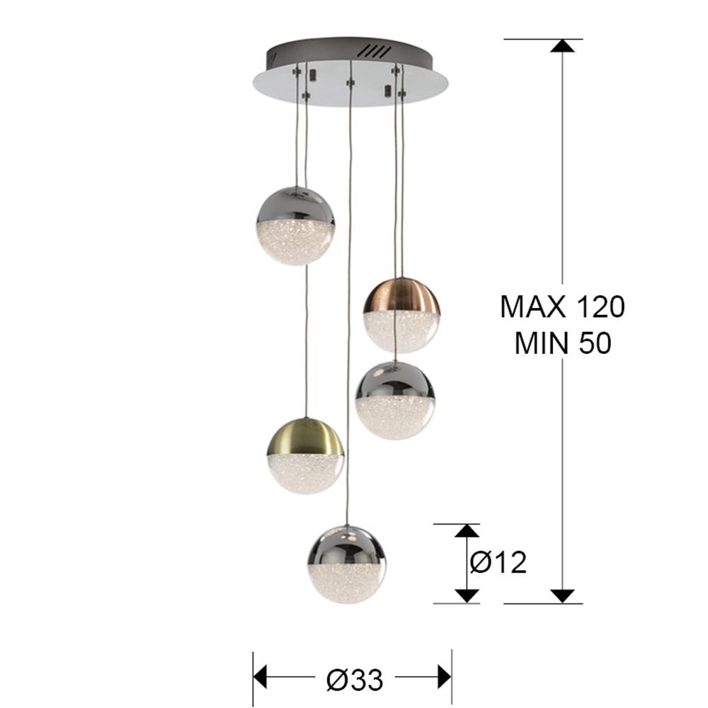 Lustra rotunda cu inaltime reglabila din Policarbonat Alb cu LED  D33xH120cm Sphere