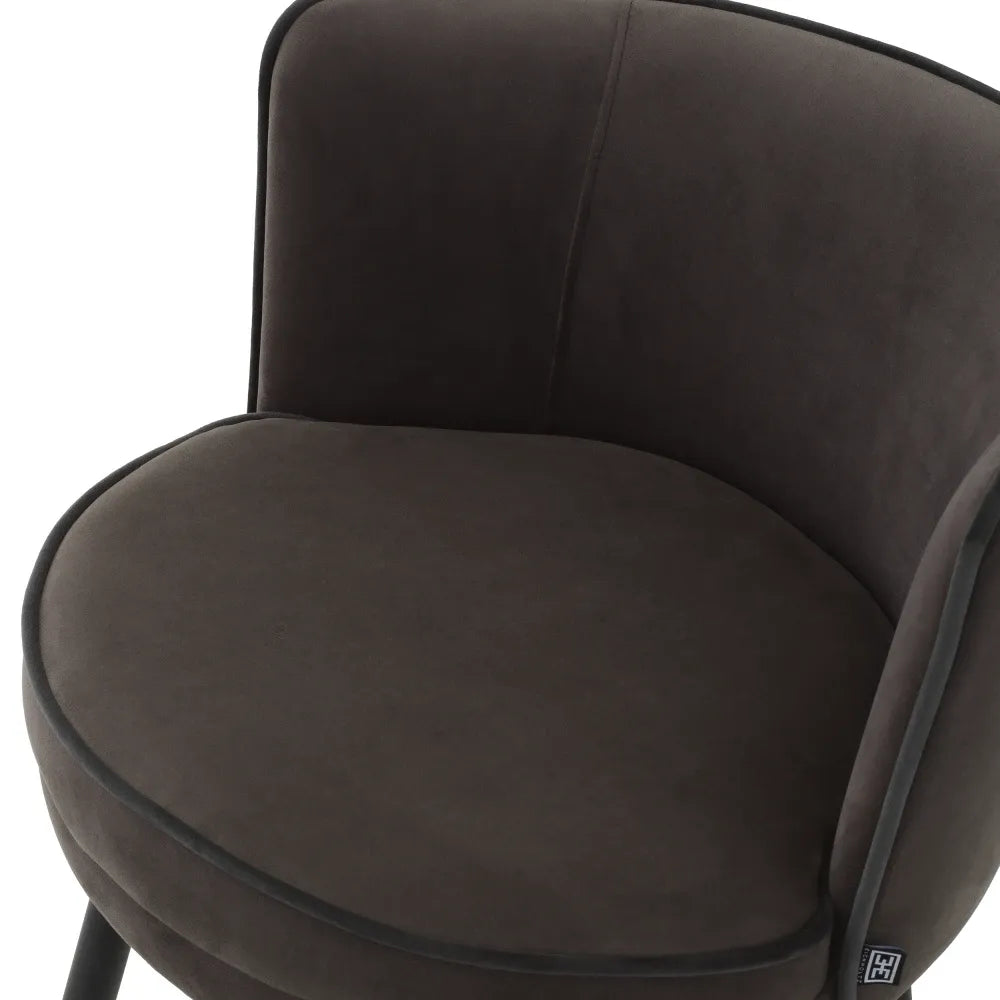 Scaun de insula rotativ tapitat cu Catifea Gri L53xA48xH91cm Grena Eichholtz