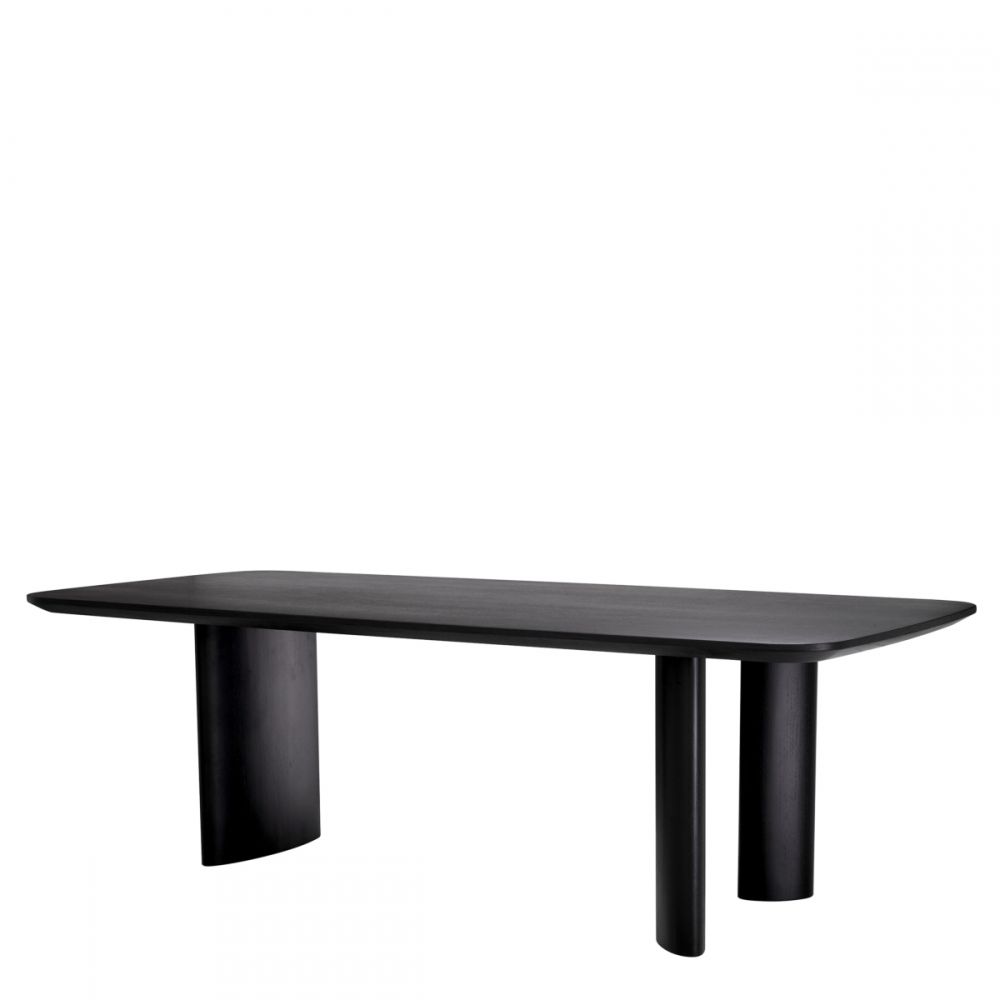 Masa Dreptunghiulara Harmonie S Eichholtz din Furnir de stejar Negru de 6-8 persoane L241xH77cm