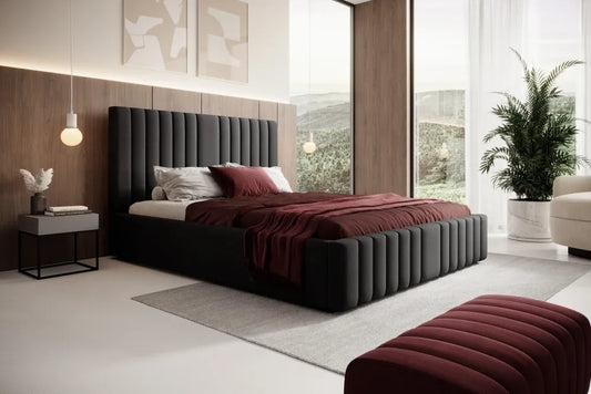 Pat 200 x 200 tapitat cu Catifea Magic velvet Negru Vetra