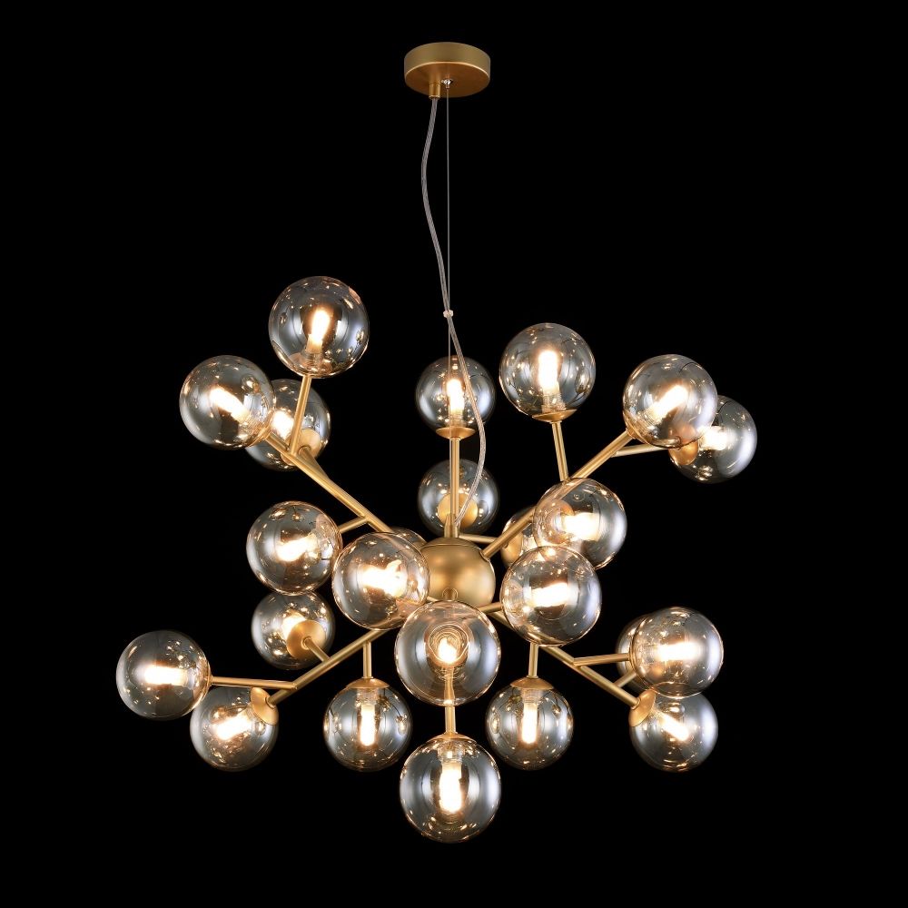 Lustra rotunda cu inaltime reglabila din Sticla Auriu cu 24 becuri D65xH147cm Dallas